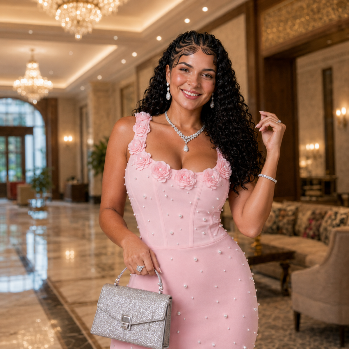 Blush Bloom Pearl Mini Dress