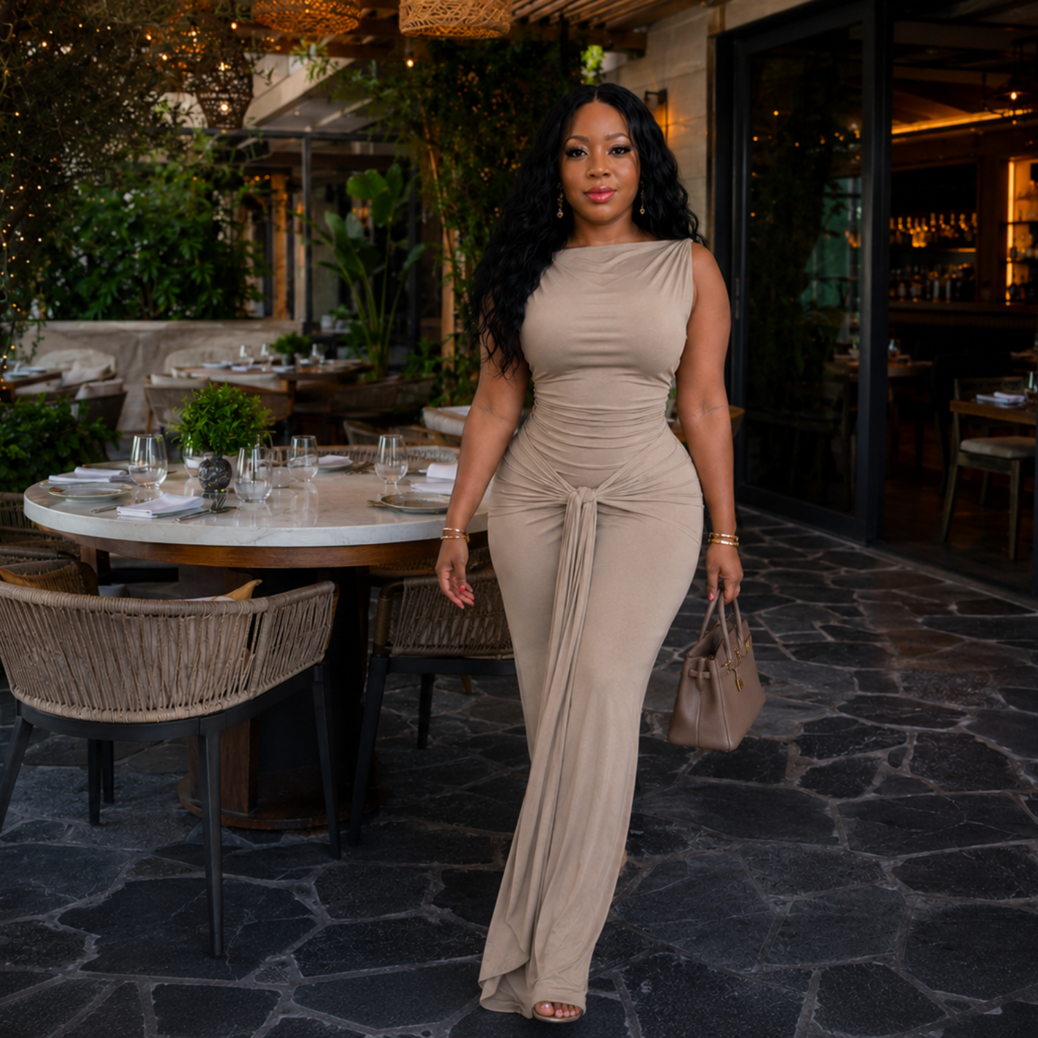 Latte Knot Two-Piece Maxi Set