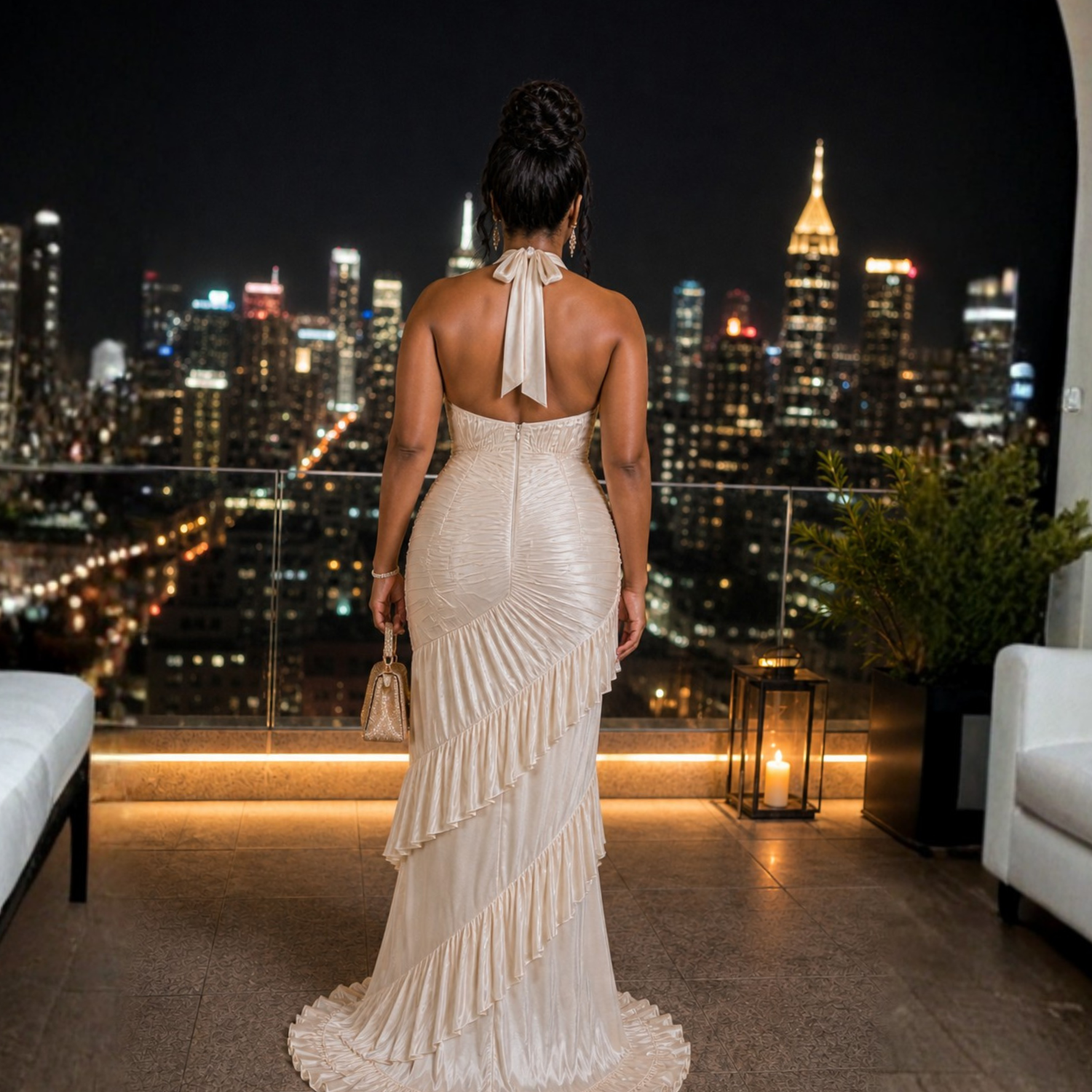EllaVerra Apricot Cream White Sexy Dress