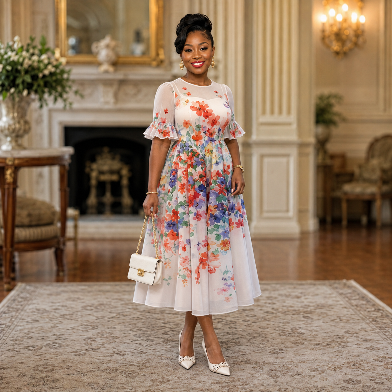 Floral Elegance Midi Dress