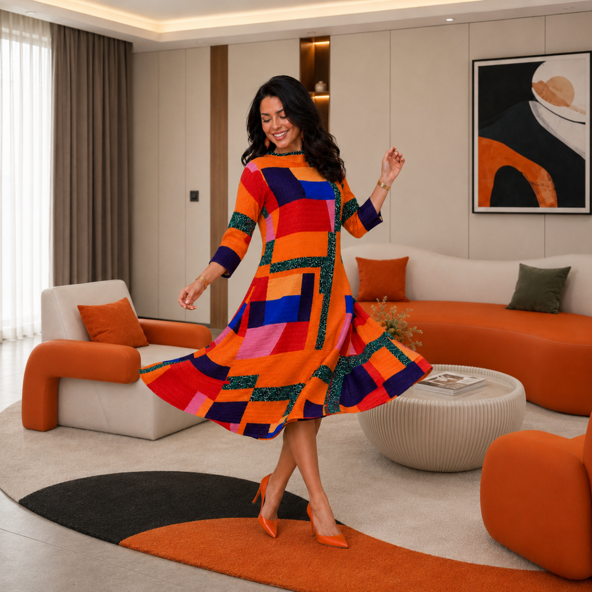 Vivienne Bouncy Mosaic Swing Dress
