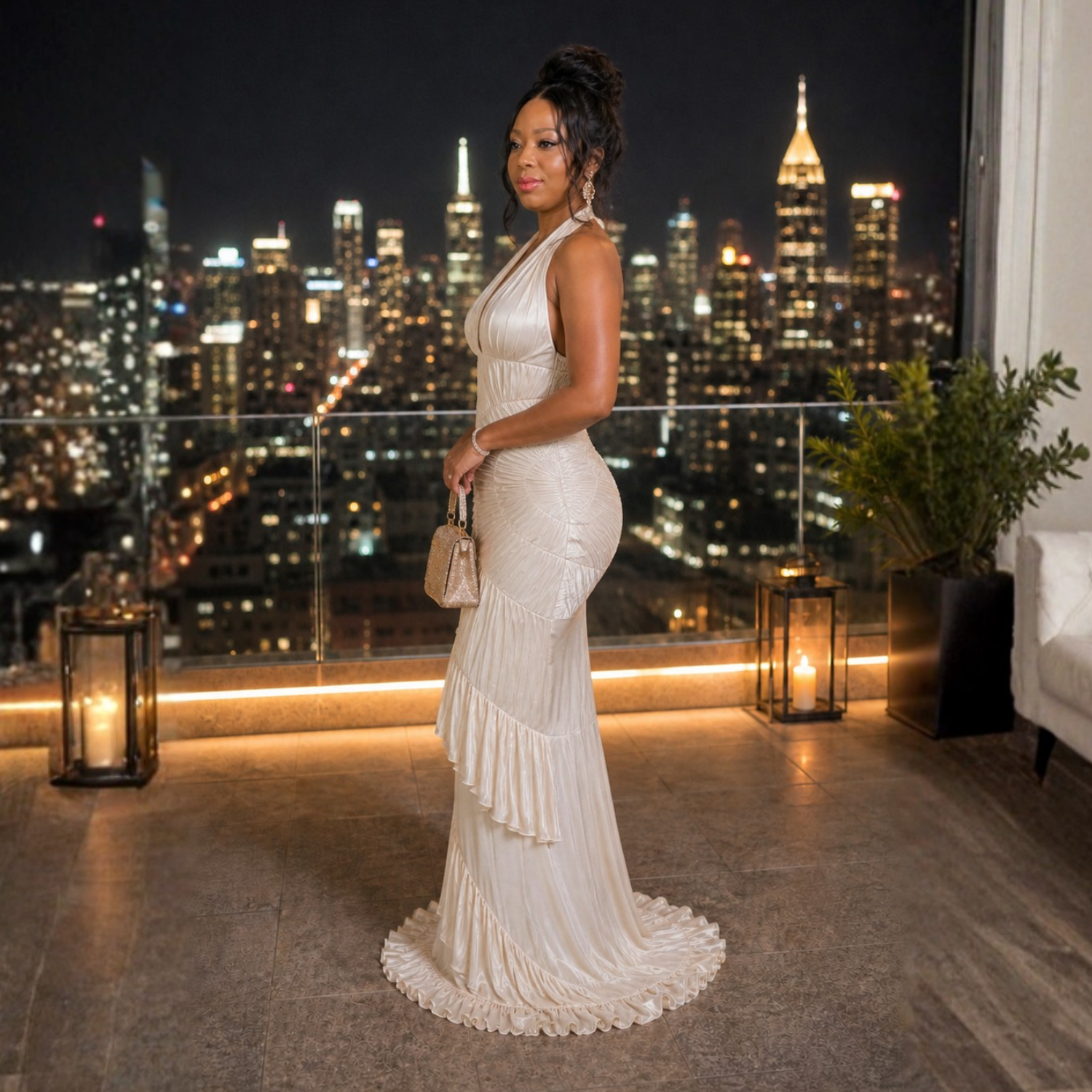 EllaVerra Apricot Cream White Sexy Dress
