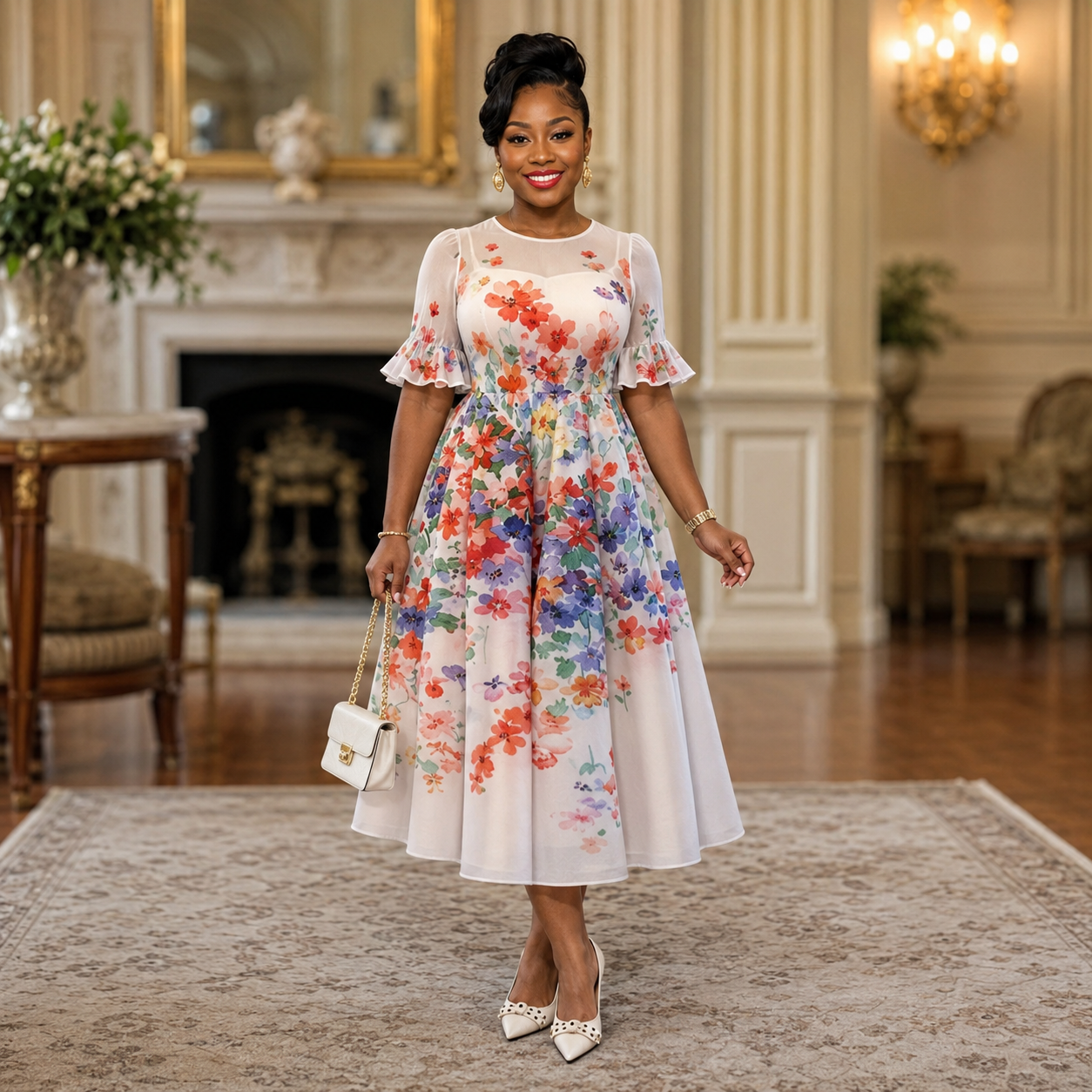 Floral Elegance Midi Dress